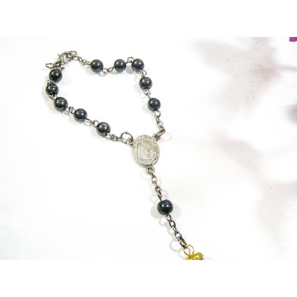 Gemstone Beaded Rearview Mirror Catholic Rosary Christian Religious Prayer Beads - Picture 2 of 4